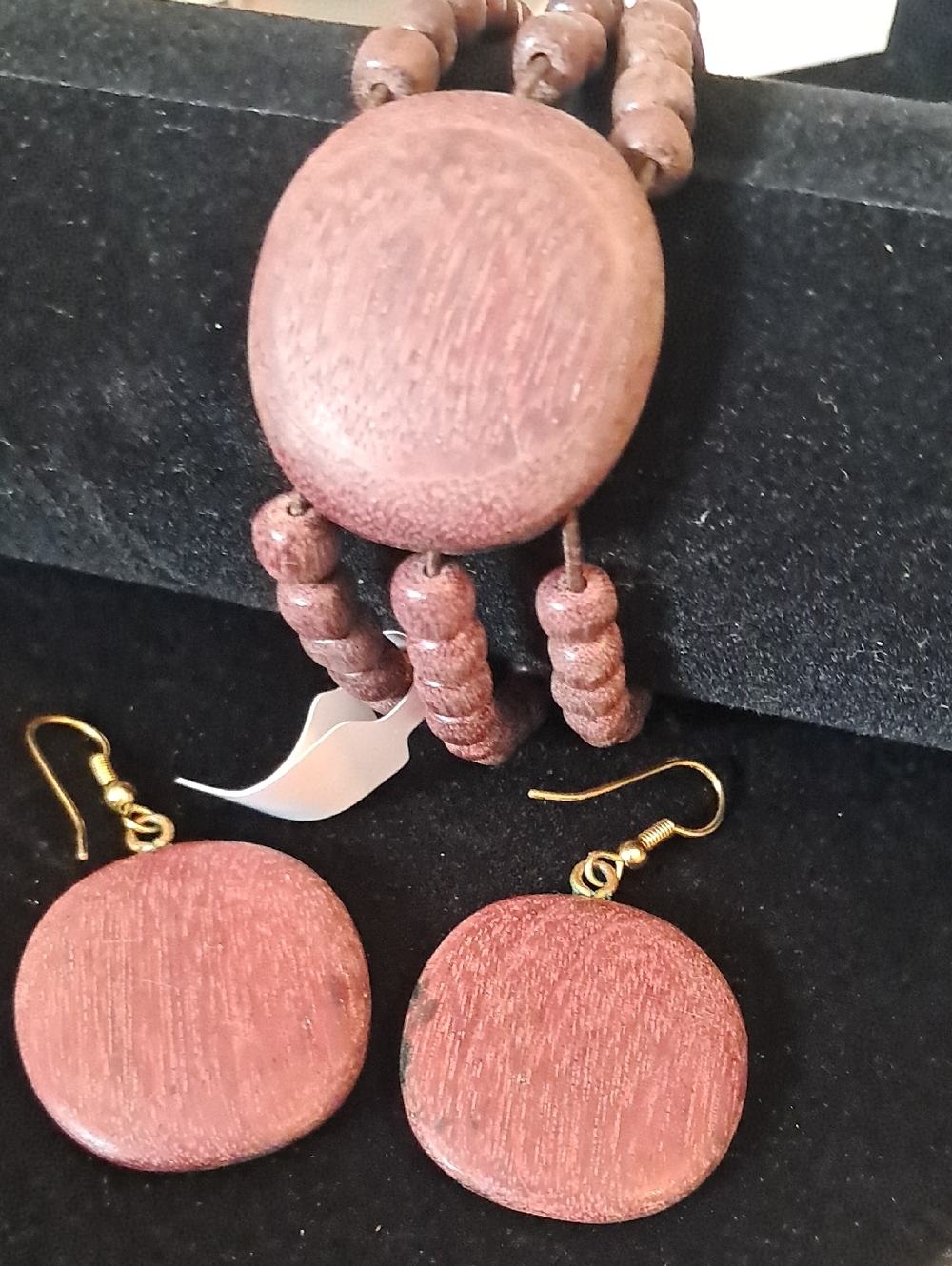 Carved Wooden Bracelet & Earring Set